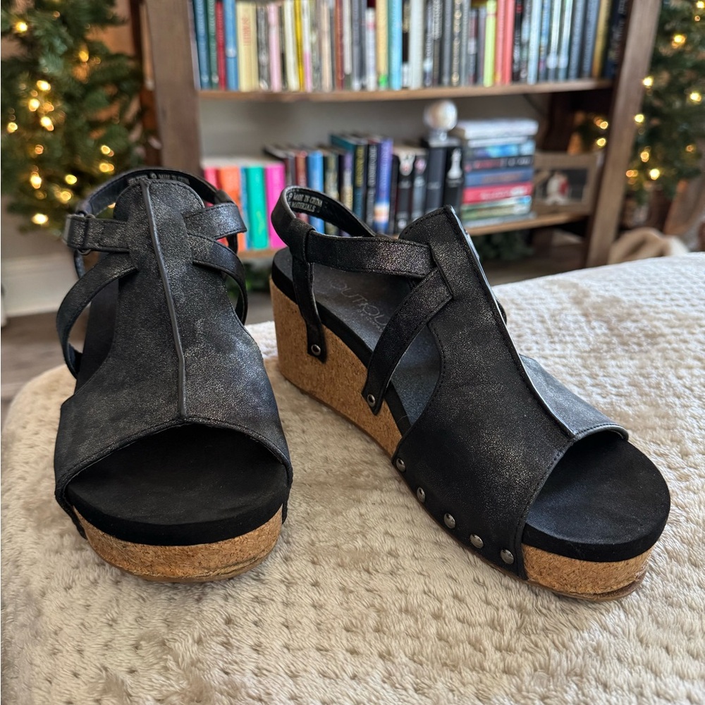 Boutique by Corey’s Black Wedge Sandals, Size 9